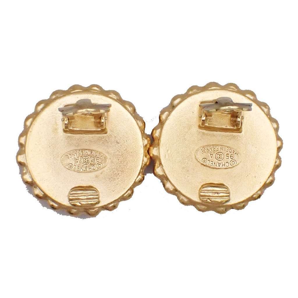 Chanel CC Round Earrings Black Good condition - Box View