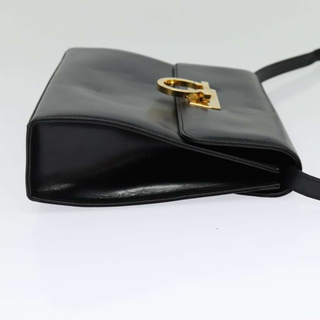 Salvatore Ferragamo Gancini Shoulder Bag Black Leather Good condition - Model View