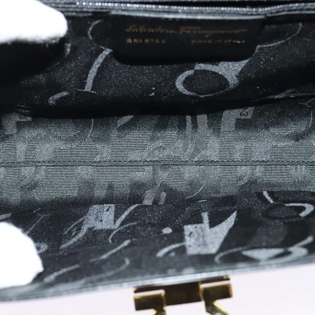 Salvatore Ferragamo Gancini Shoulder Bag Black Leather Good condition - Box View