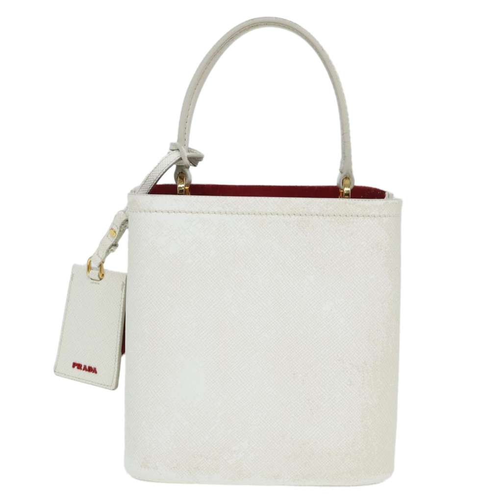 Prada Panier Bucket Bag White Leather Good condition - Back View