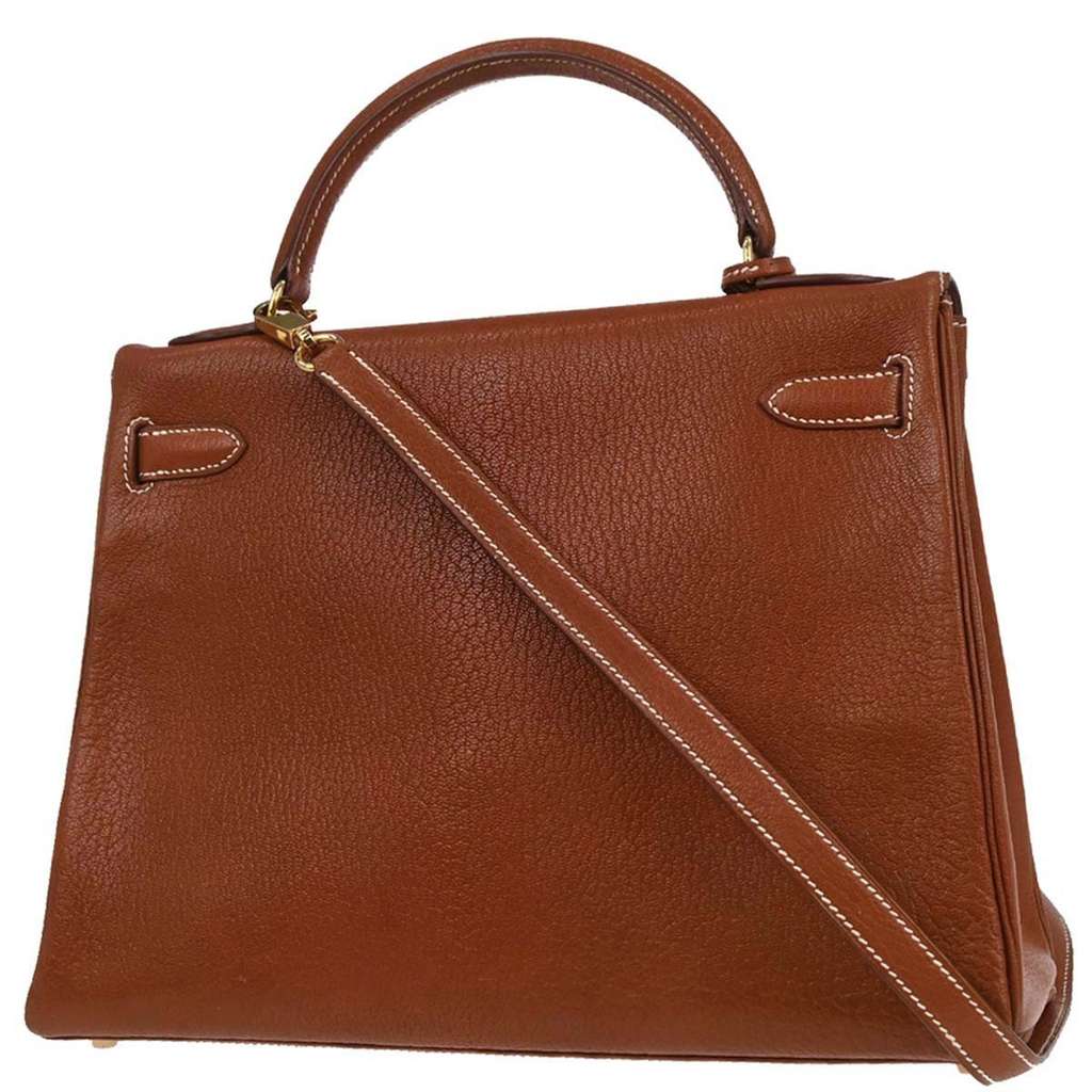 Hermès Kelly Handbag Brown Leather Good condition - Back View