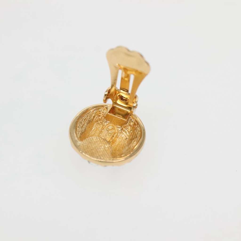 Christian Dior Vintage Round Clip-On Earrings Gold Metal Good condition - Model View