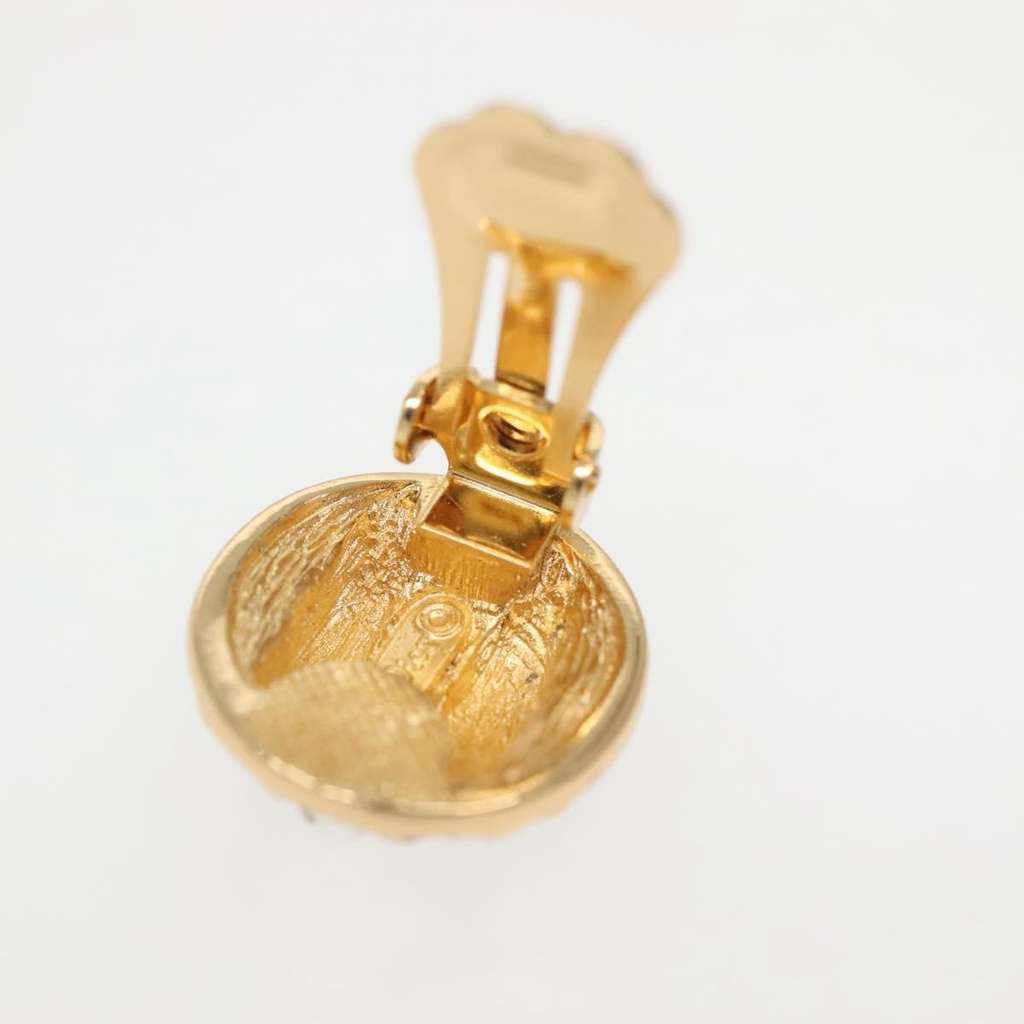 Christian Dior Vintage Round Clip-On Earrings Gold Metal Good condition - Box View