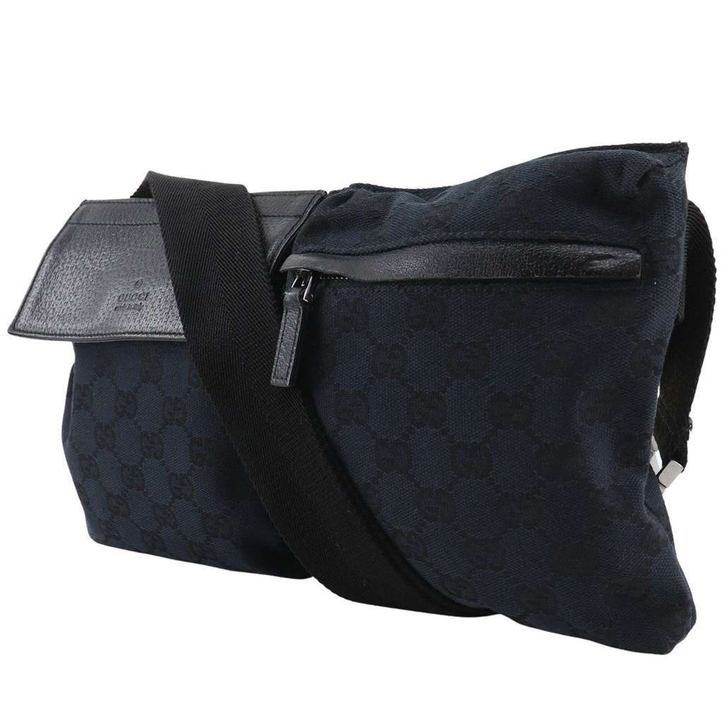 Gucci Vintage Double Belt Bag Black Canvas Good condition - Back View