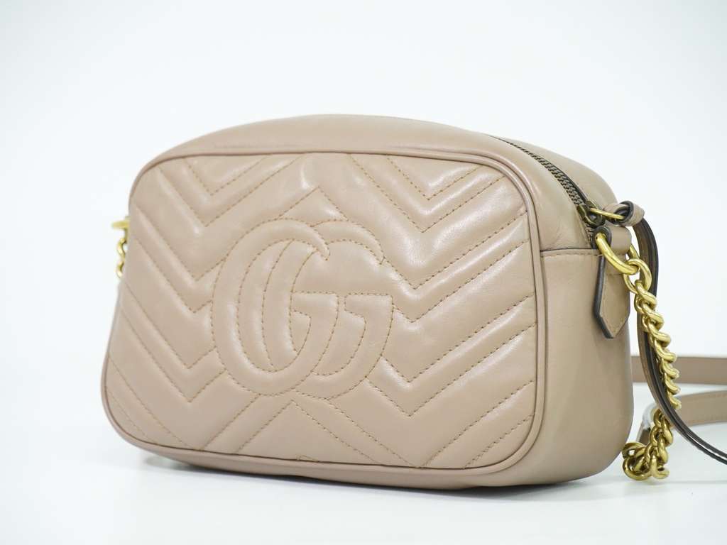 Gucci GG Marmont Shoulder Bag Beige Leather Good condition - Back View