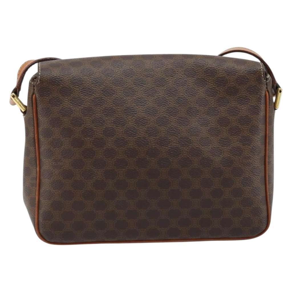 Celine Vintage Macadam Circle Logo Shoulder Bag Brown Canvas Good condition - Back View