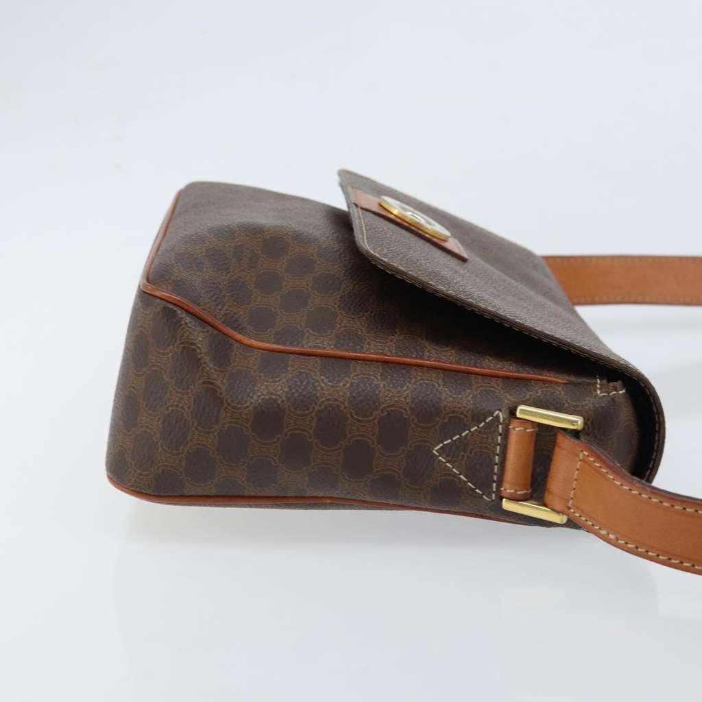 Celine Vintage Macadam Circle Logo Shoulder Bag Brown Canvas Good condition - Inside View