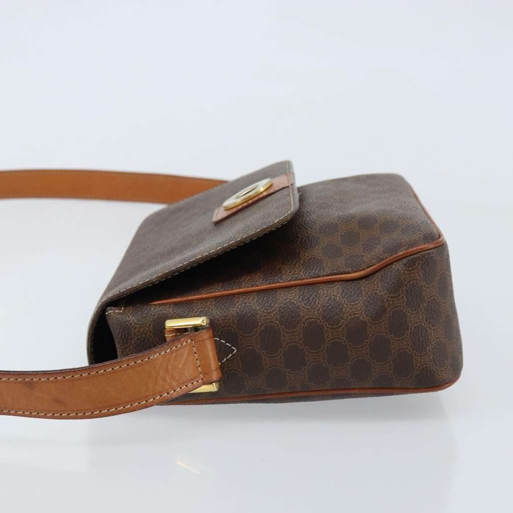 Celine Vintage Macadam Circle Logo Shoulder Bag Brown Canvas Good condition - Model View