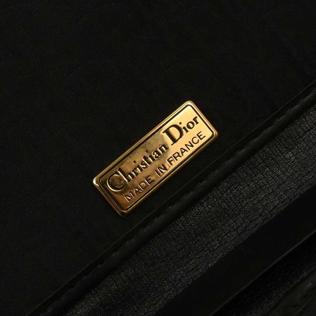 Christian Dior Vintage Chain Flap Shoulder Bag Black Canvas Good condition - Model View