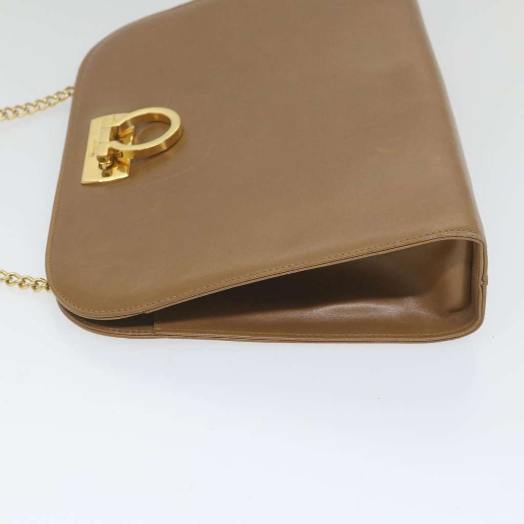 Salvatore Ferragamo Vintage Gancini Chain Shoulder Bag Brown Leather Good condition - Inside View