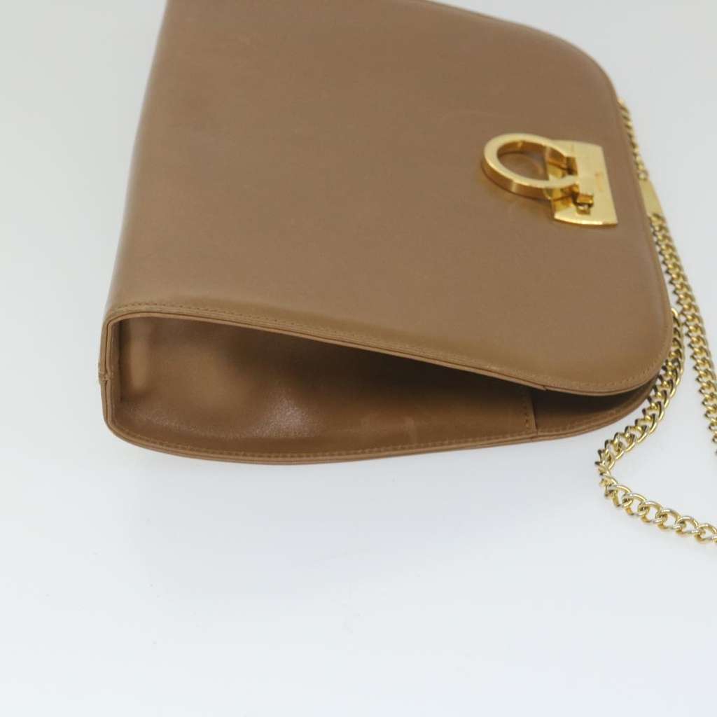Salvatore Ferragamo Vintage Gancini Chain Shoulder Bag Brown Leather Good condition - Model View