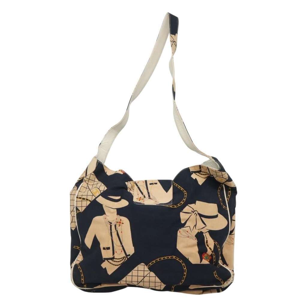 Chanel Miss Mademoiselle Shoulderbag Navy Canvas Good condition - Back View