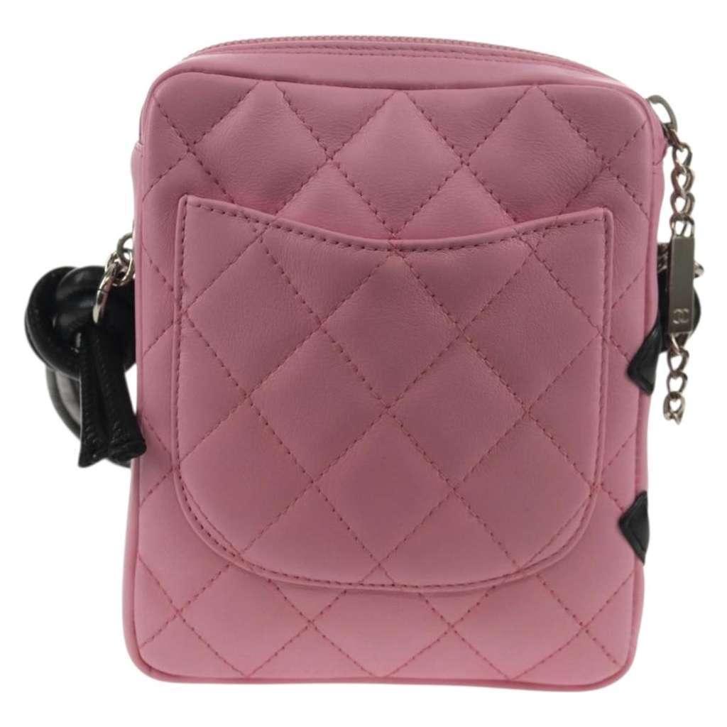Chanel Cambon Zip Pouch Pink Leather Very good condition - Back View