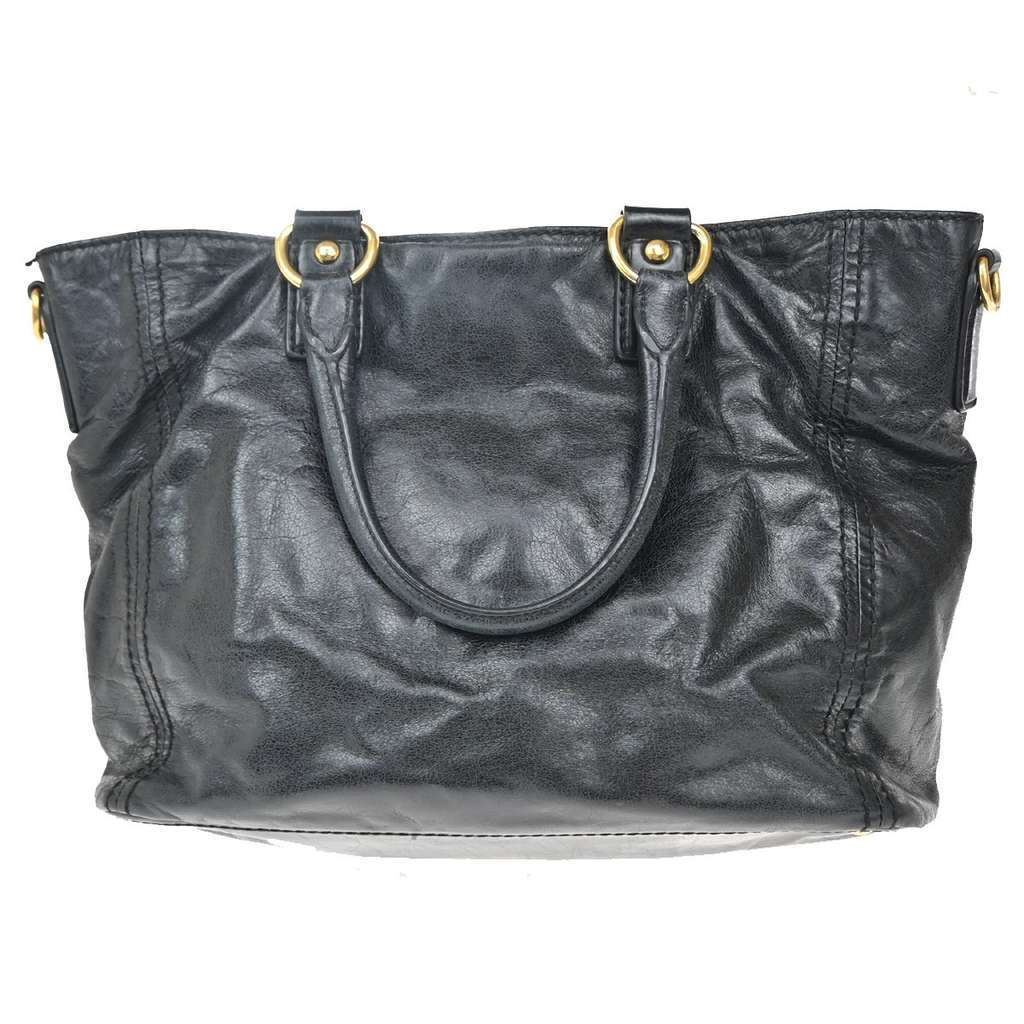 Prada Front Pocket Convertible Tote Black Leather Good condition - Back View
