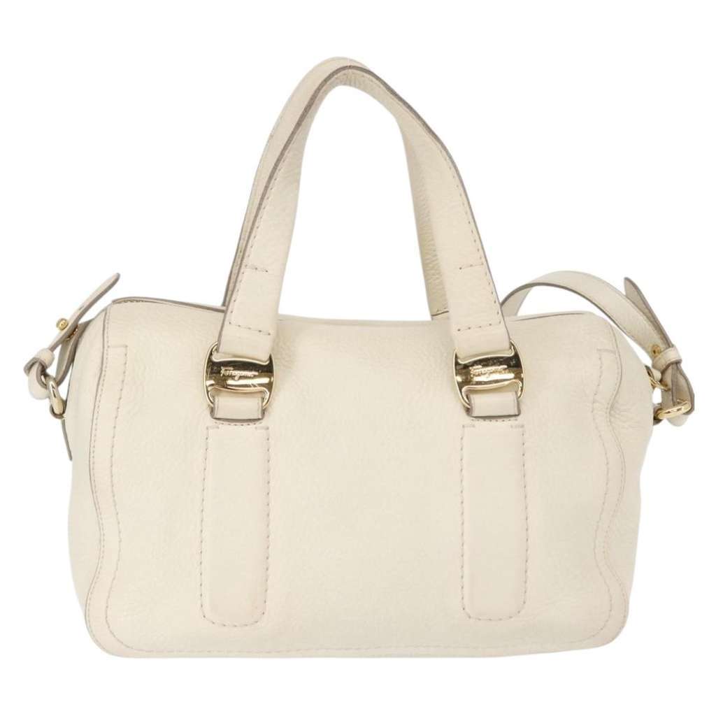 Salvatore Ferragamo Vala Handbag White Leather Good condition - Back View