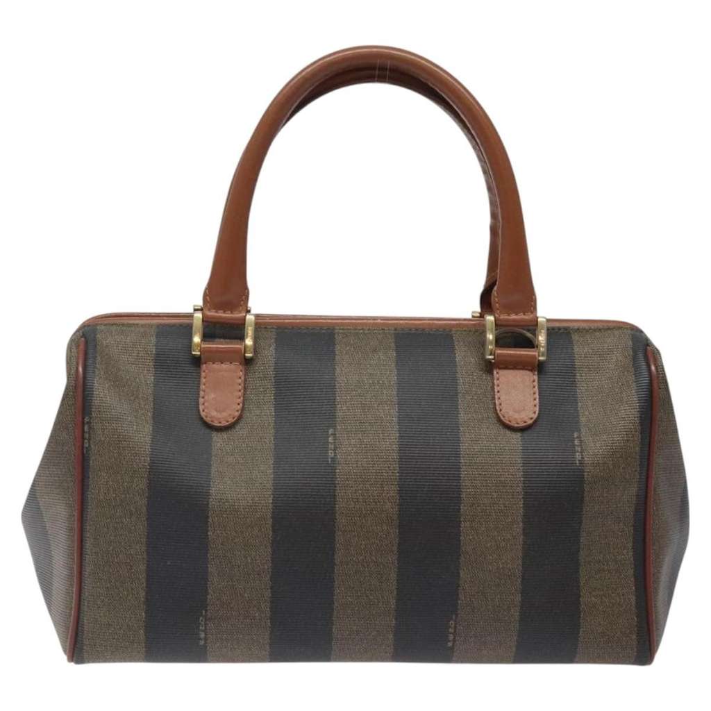 Fendi Vintage Pequin Boston Bag Brown Canvas Good condition - Back View