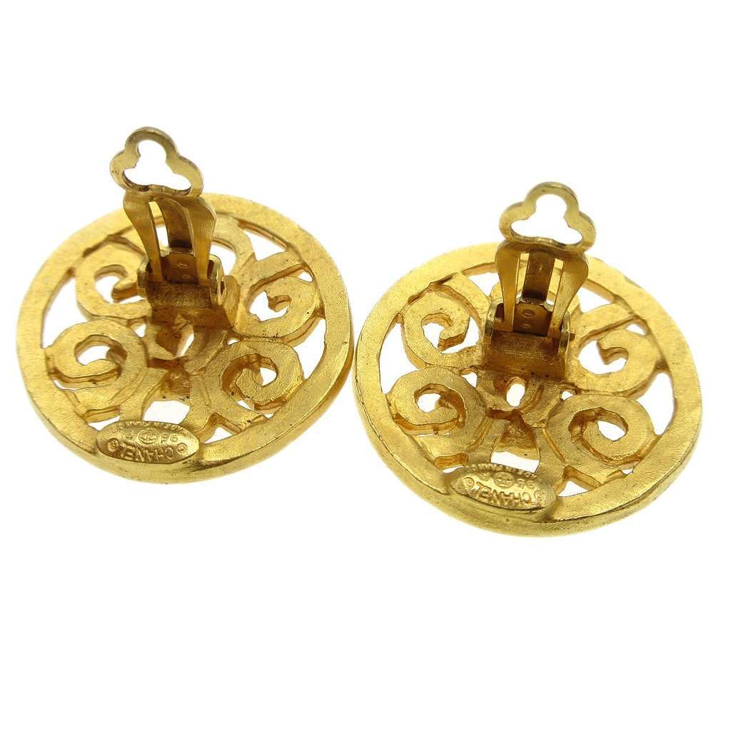 Chanel CC Round Earrings Gold Good condition - Box View
