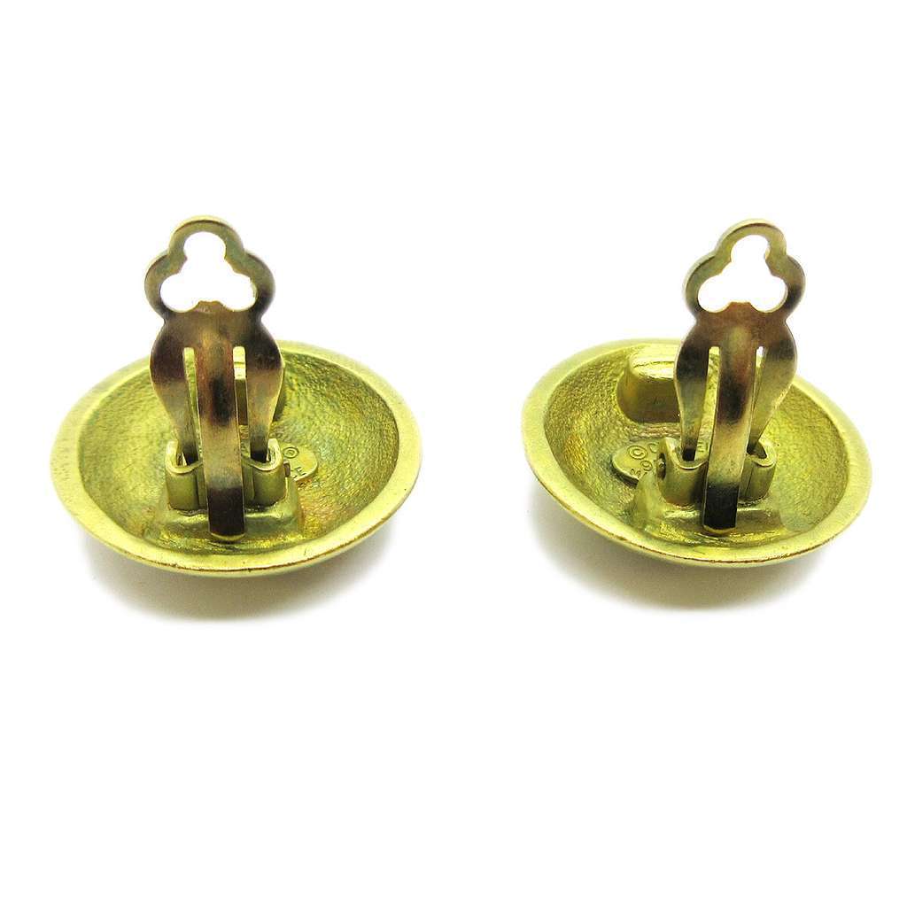 Chanel CC Button Clip-On Earrings Gold Metal Good condition - Back View