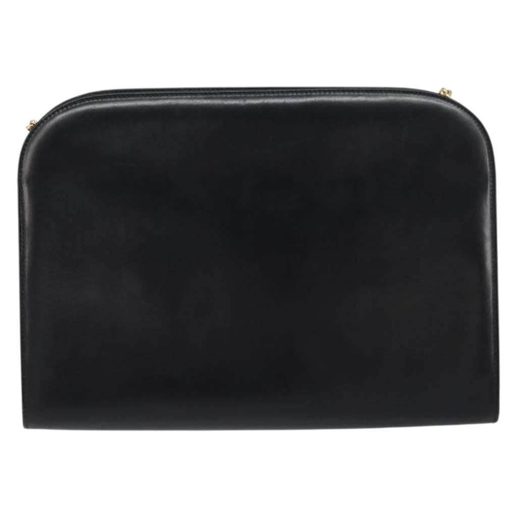 Salvatore Ferragamo Vintage Gancini Chain Shoulder Bag Black Leather Good condition - Back View