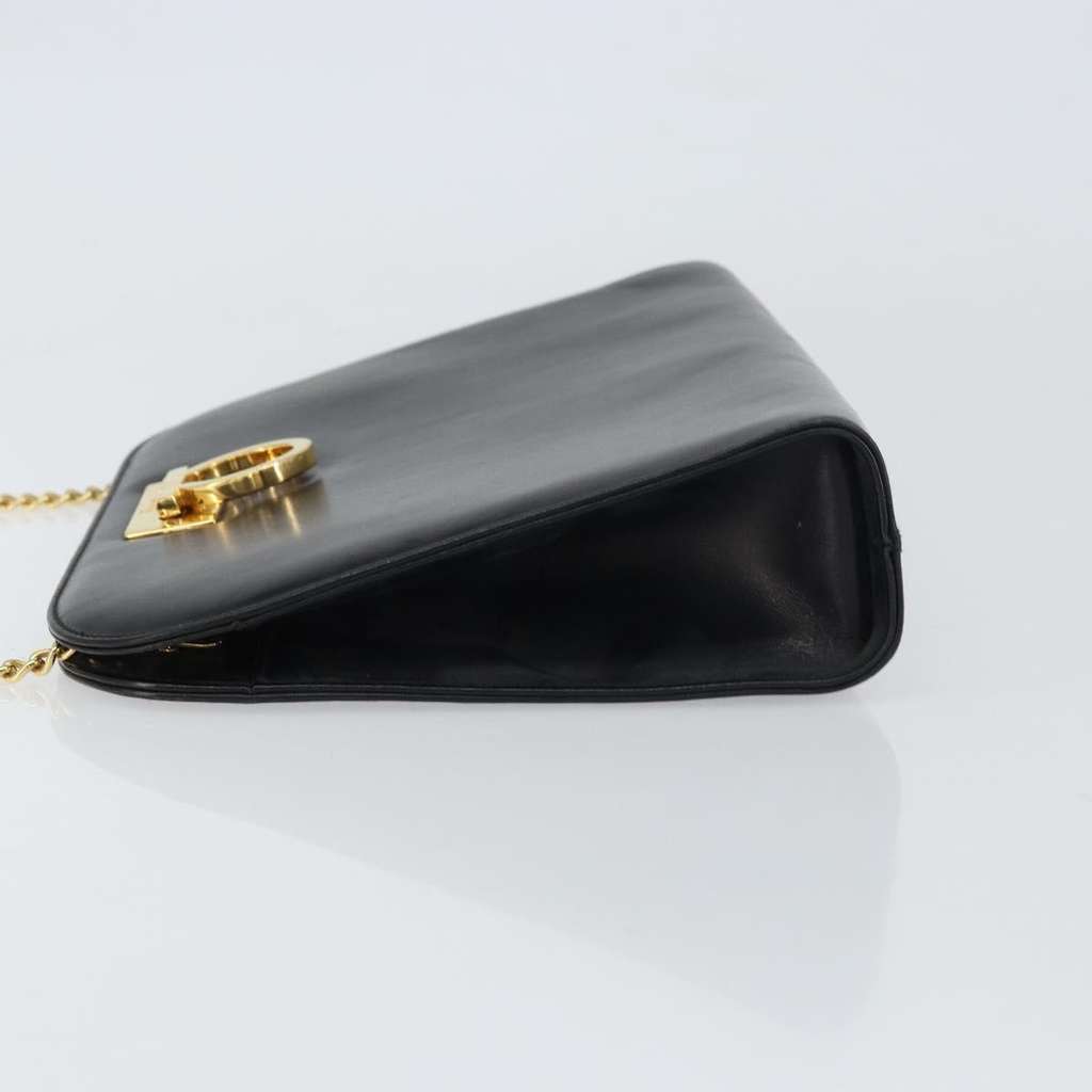 Salvatore Ferragamo Vintage Gancini Chain Shoulder Bag Black Leather Good condition - Model View