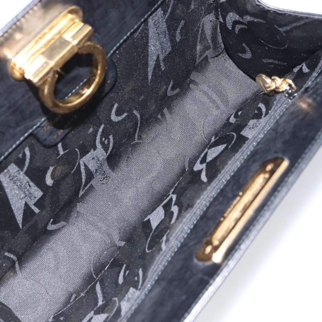 Salvatore Ferragamo Vintage Gancini Chain Shoulder Bag Black Leather Good condition - Box View