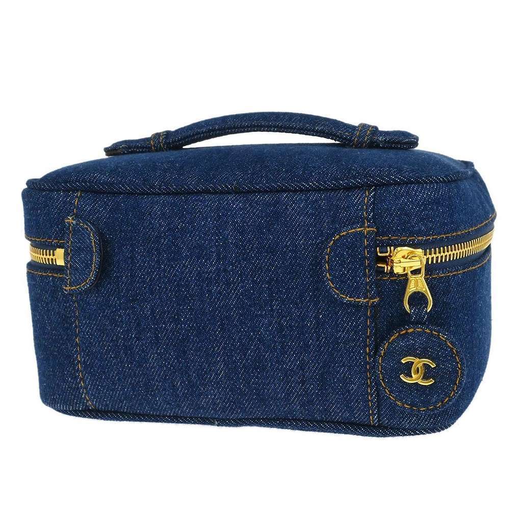 Chanel Vintage Timeless Cosmetic Case Blue Good condition - Back View