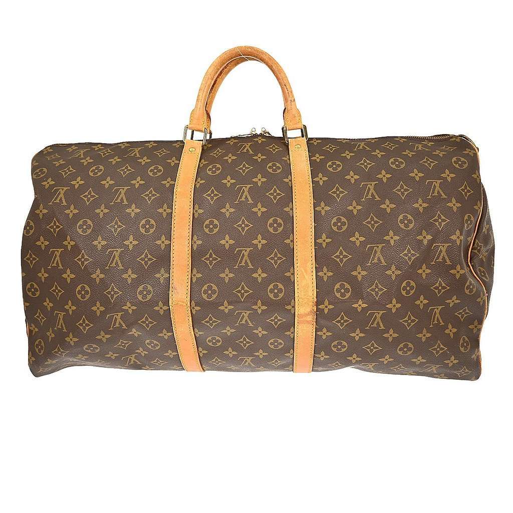 Louis Vuitton Keepall Bandouliere Bag Brown Canvas Fair condition - Back View