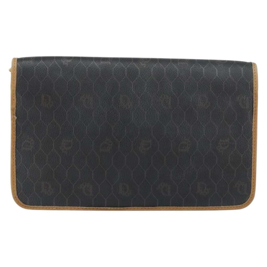 Christian Dior Vintage honeycomb clutch Black Canvas Good condition - Back View