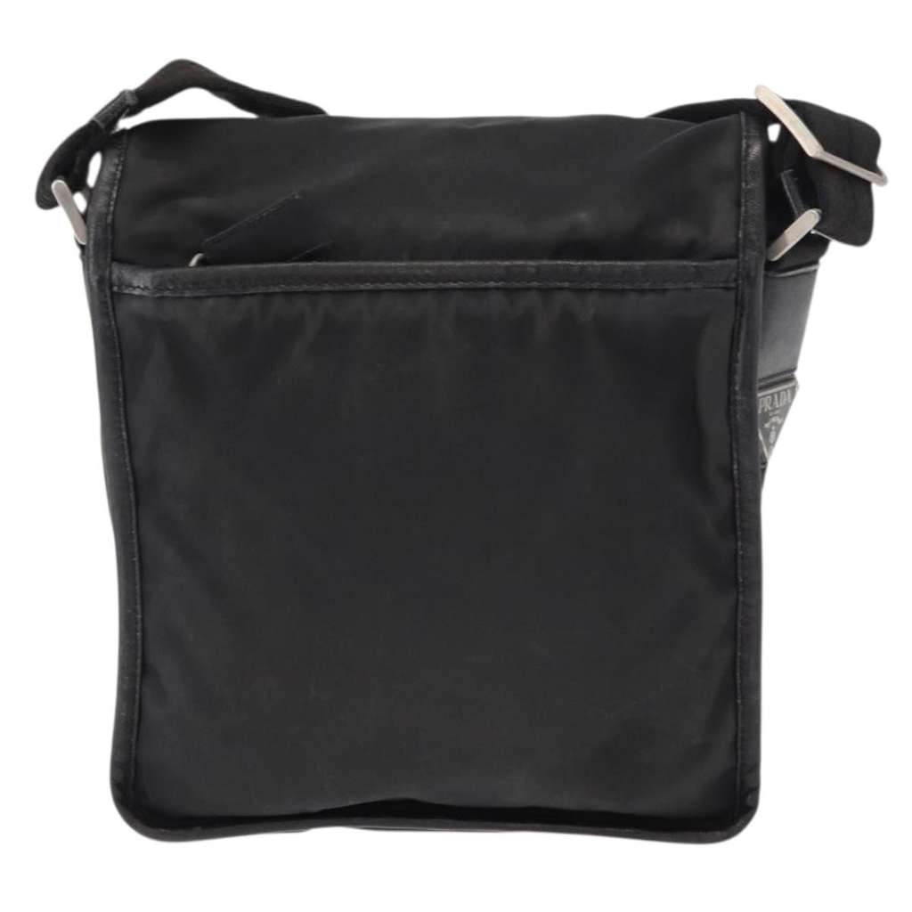 Prada Logo Flap Messenger Bag Black Good condition - Back View