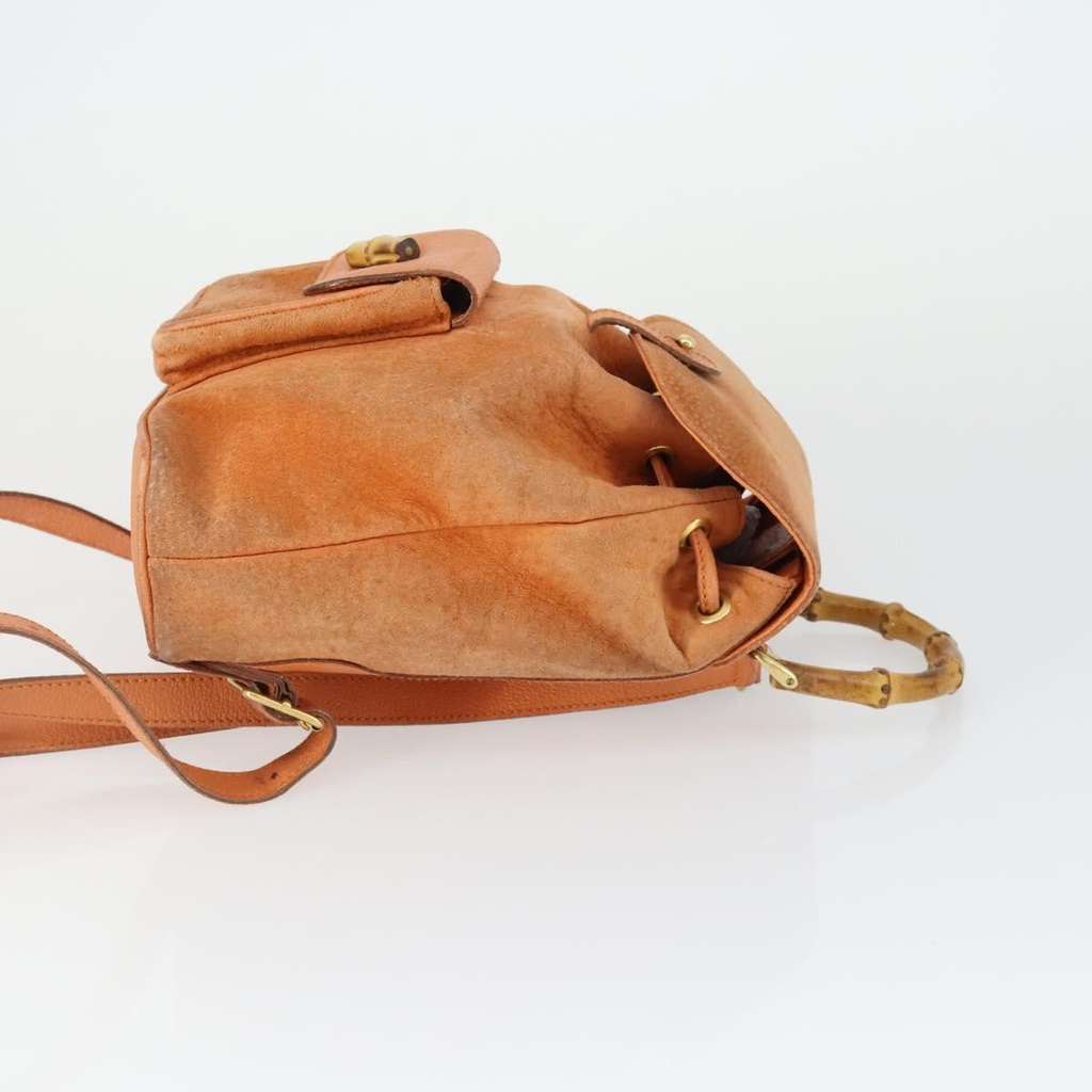 Gucci Gucci bamboo backpack Orange Suede Fair condition - Inside View