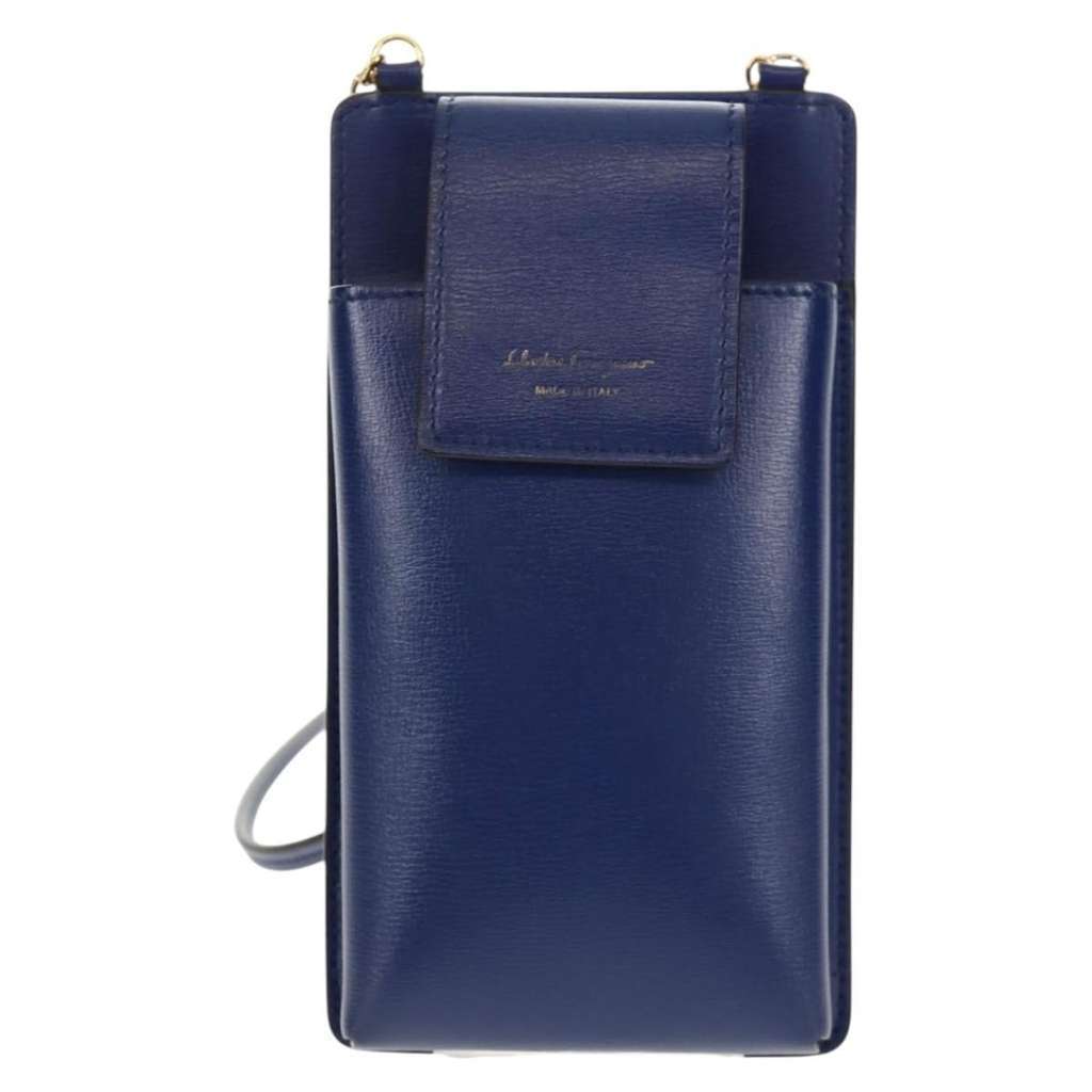 Salvatore Ferragamo Vintage Vara Crossbody Bag Blue Leather Good condition - Back View