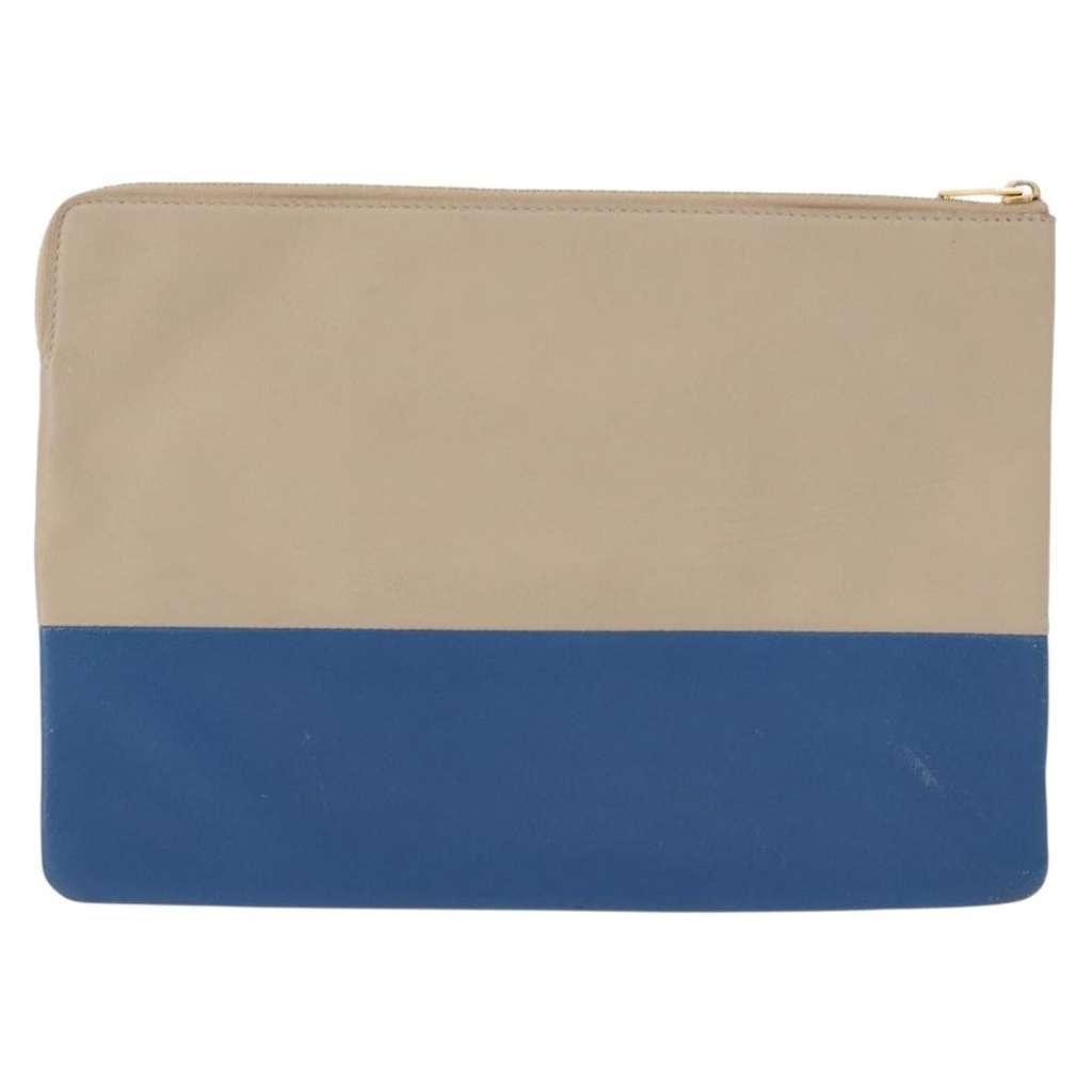 Celine Solo Pouch Beige Leather Good condition - Back View