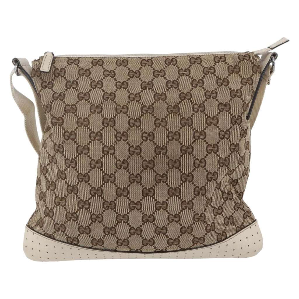 Gucci Zip Messenger Bag Beige Canvas Good condition - Back View