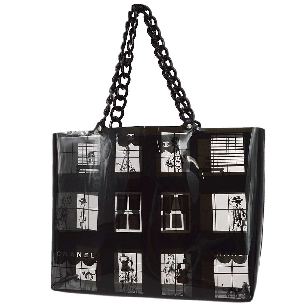 Chanel Coco Window Tote Black Plastic Good condition - Back View