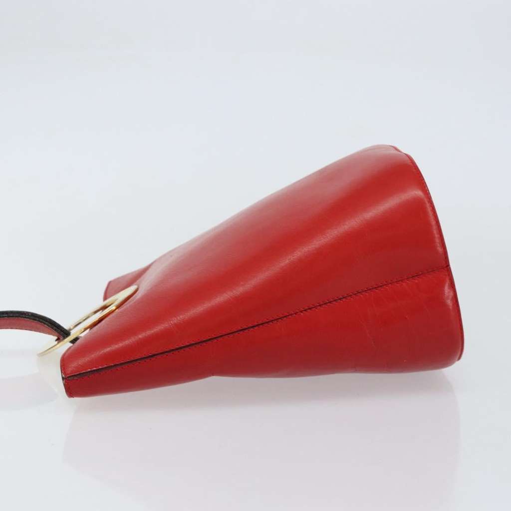 Celine Circle Logo Shoulder Bag Red Leather Good condition - Model View