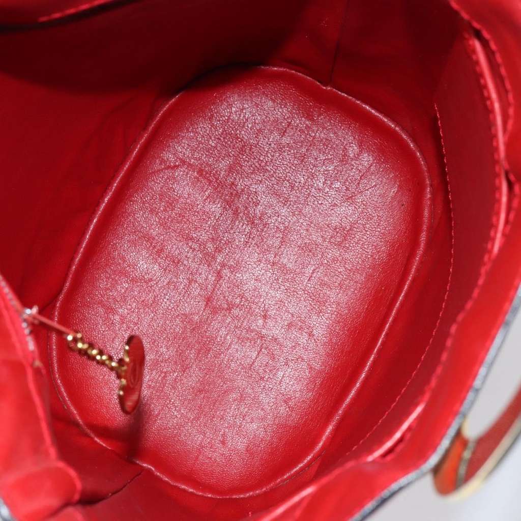 Celine Circle Logo Shoulder Bag Red Leather Good condition - Box View