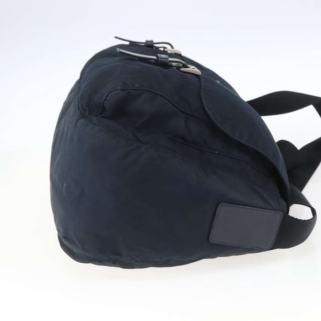 Prada Zip Buckle Messenger Bag Navy Fair condition - Model View