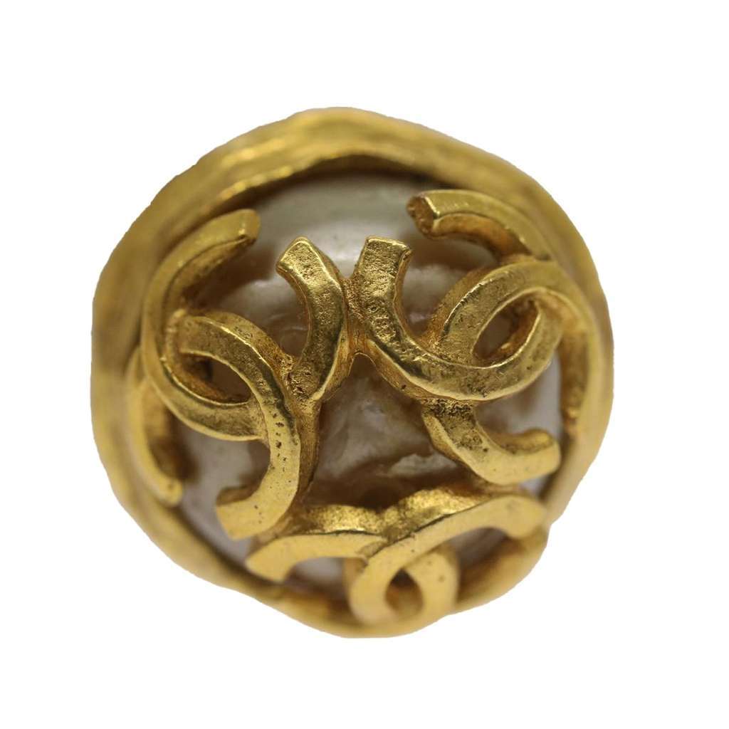 Chanel Vintage Triple cc earrings Gold Metal Good condition - Back View