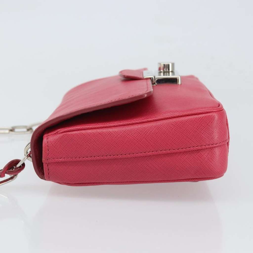 Prada Sound Chain Shoulder Bag Pink Leather Good condition - Model View
