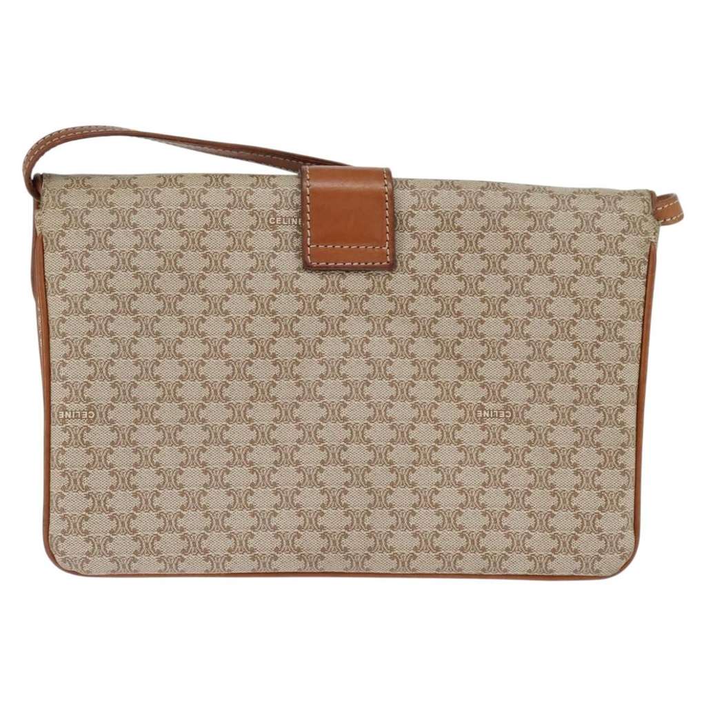 Celine Vintage Macadam Shoulder Bag Beige Canvas Good condition - Back View