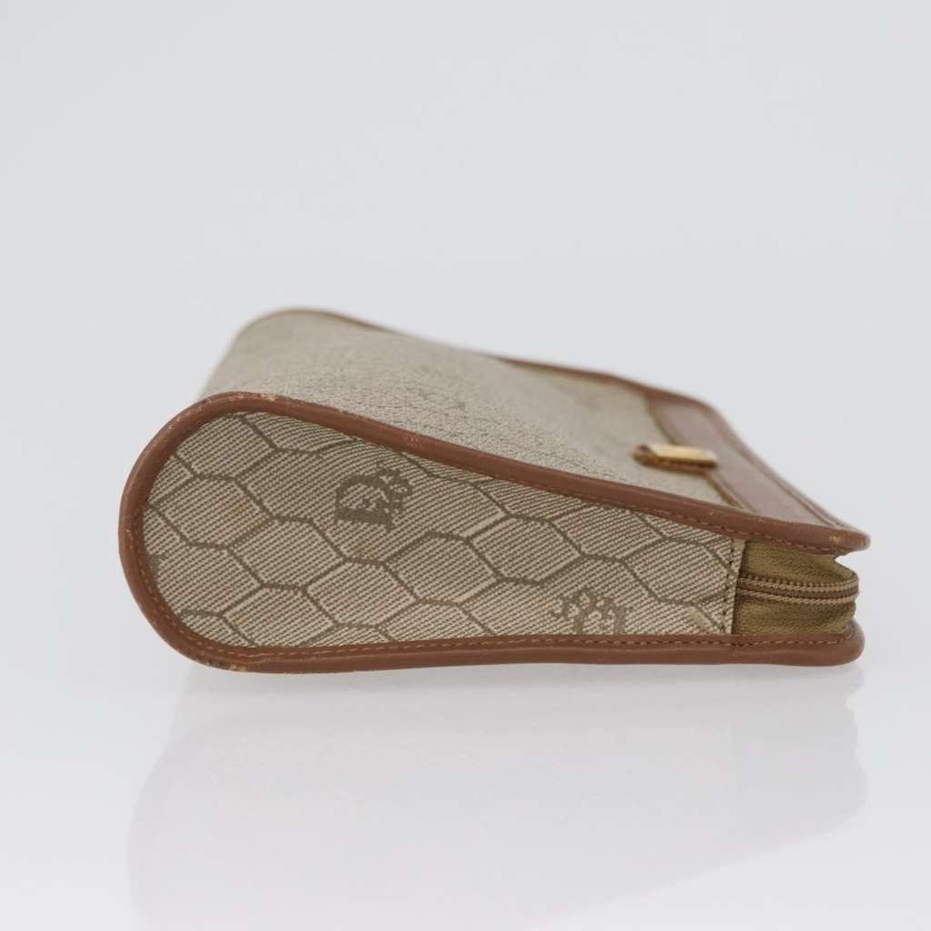 Christian Dior Vintage Honeycomb Zip Pouch Beige Canvas Good condition - Inside View