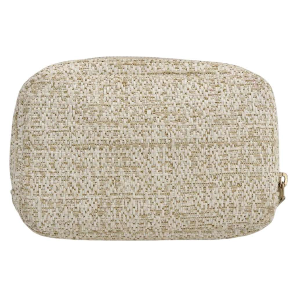 Chanel Deauville Curvy Cosmetic Pouch Gold Tweed Fair condition - Back View