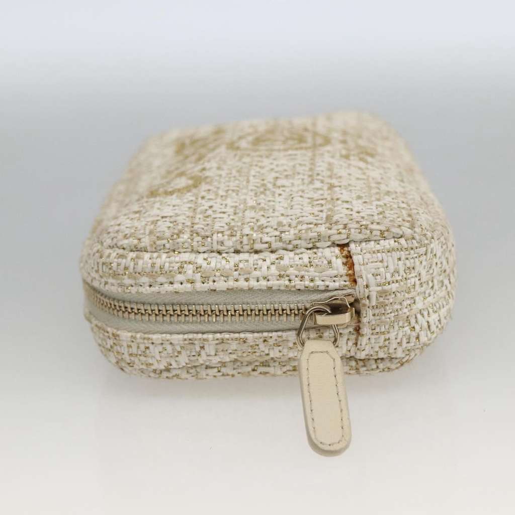 Chanel Deauville Curvy Cosmetic Pouch Gold Tweed Fair condition - Inside View