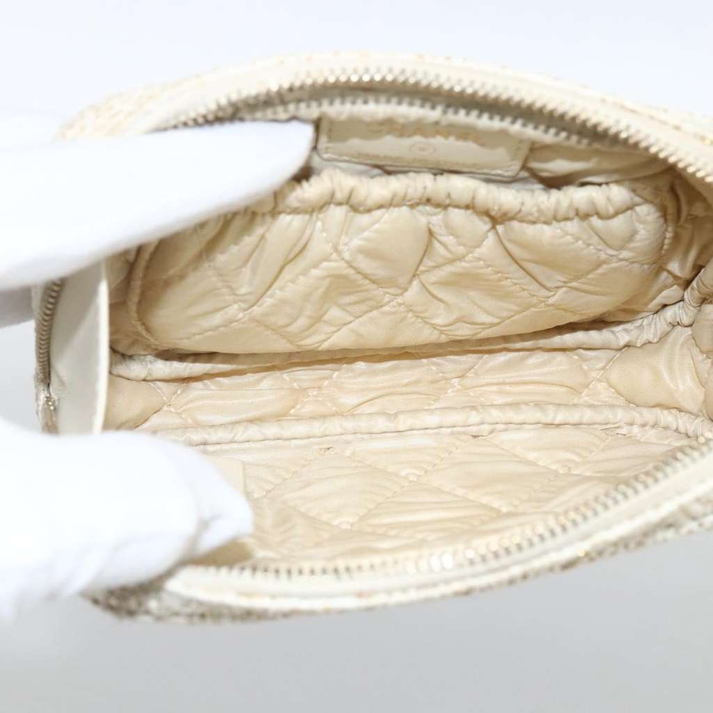 Chanel Deauville Curvy Cosmetic Pouch Gold Tweed Fair condition - Box View