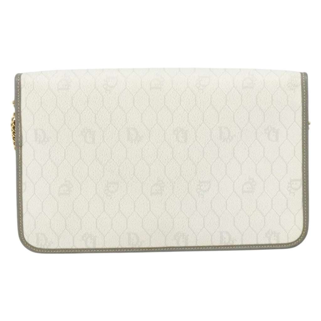 Christian Dior Vintage Honeycomb chain White Canvas Good condition - Back View