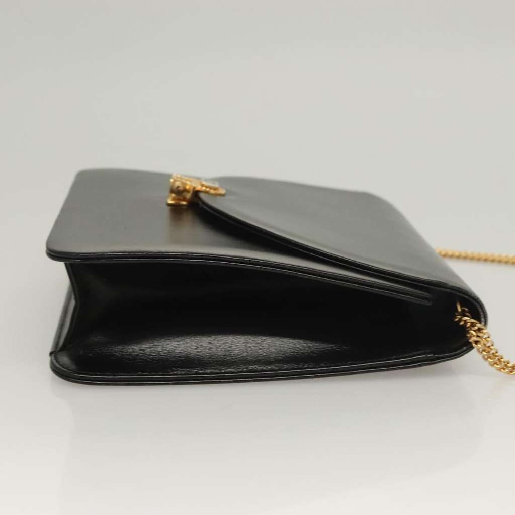 Christian Dior Vintage Chain Flap Shoulder Bag Black Leather Good condition - Inside View