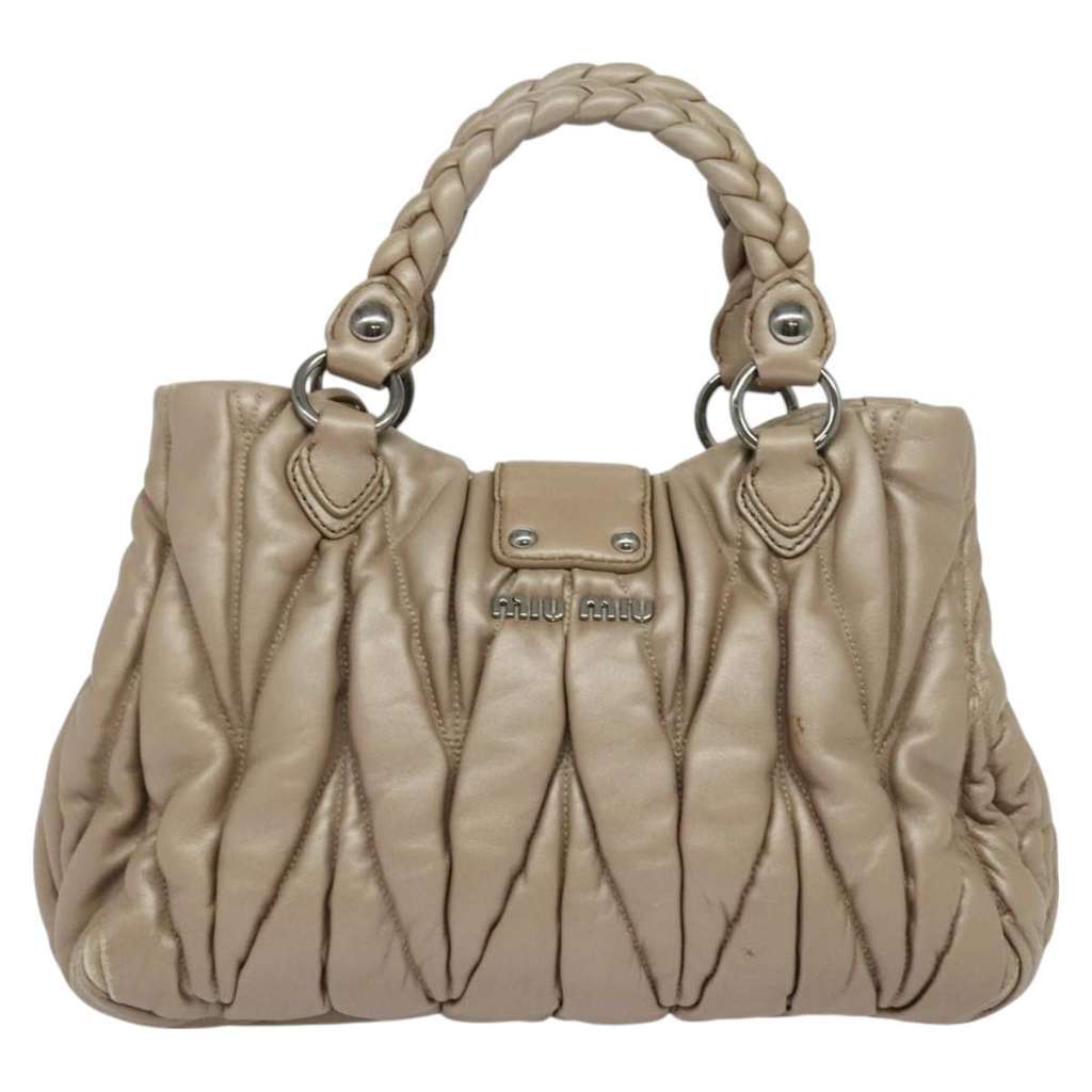 Miu Miu Coffer Convertible Satchel Beige Leather Good condition - Back View