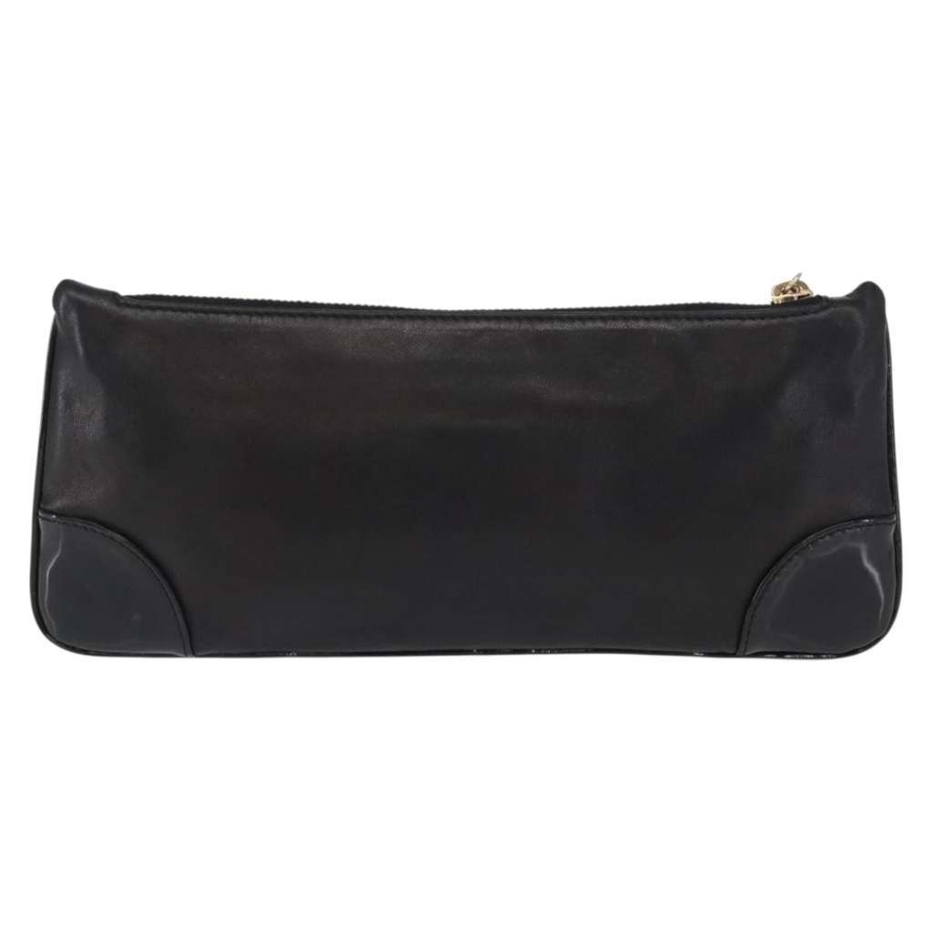 Chanel Camellia Clutch Bag Black Leather Good condition - Back View