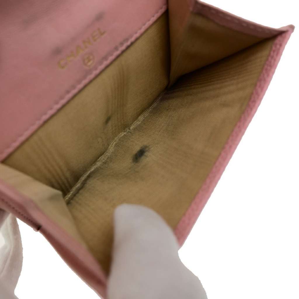 Chanel CC Compact Wallet Pink Leather Good condition - Box View