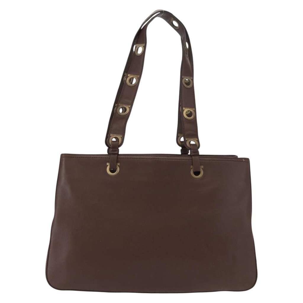 Salvatore Ferragamo Gancini Tote Brown Leather Good condition - Back View